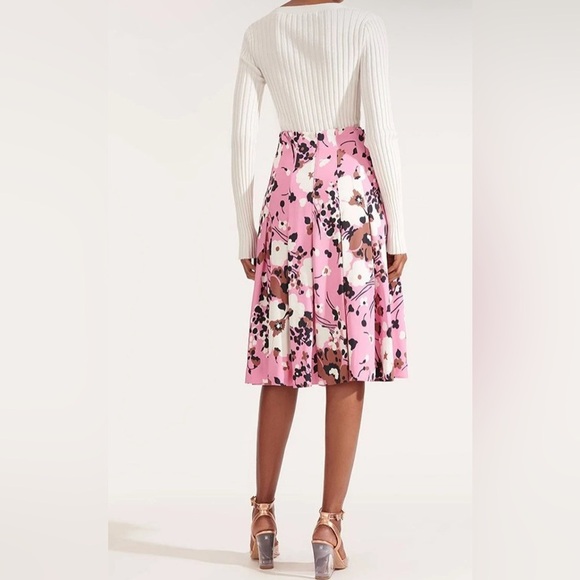 Veronica Beard Sania Floral Print Pleated MIDI Skirt in pink size 6 - Picture 3 of 7